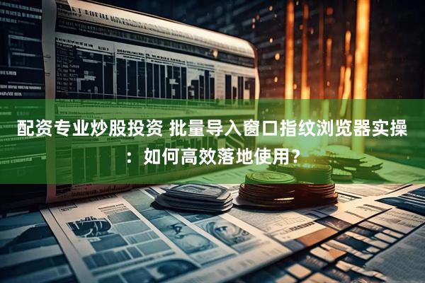 配资专业炒股投资 批量导入窗口指纹浏览器实操：如何高效落地使用？