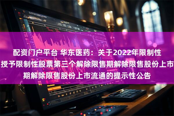 配资门户平台 华东医药：关于2022年限制性股票激励计划首次授予限制性股票第三个解除限售期解除限售股份上市流通的提示性公告